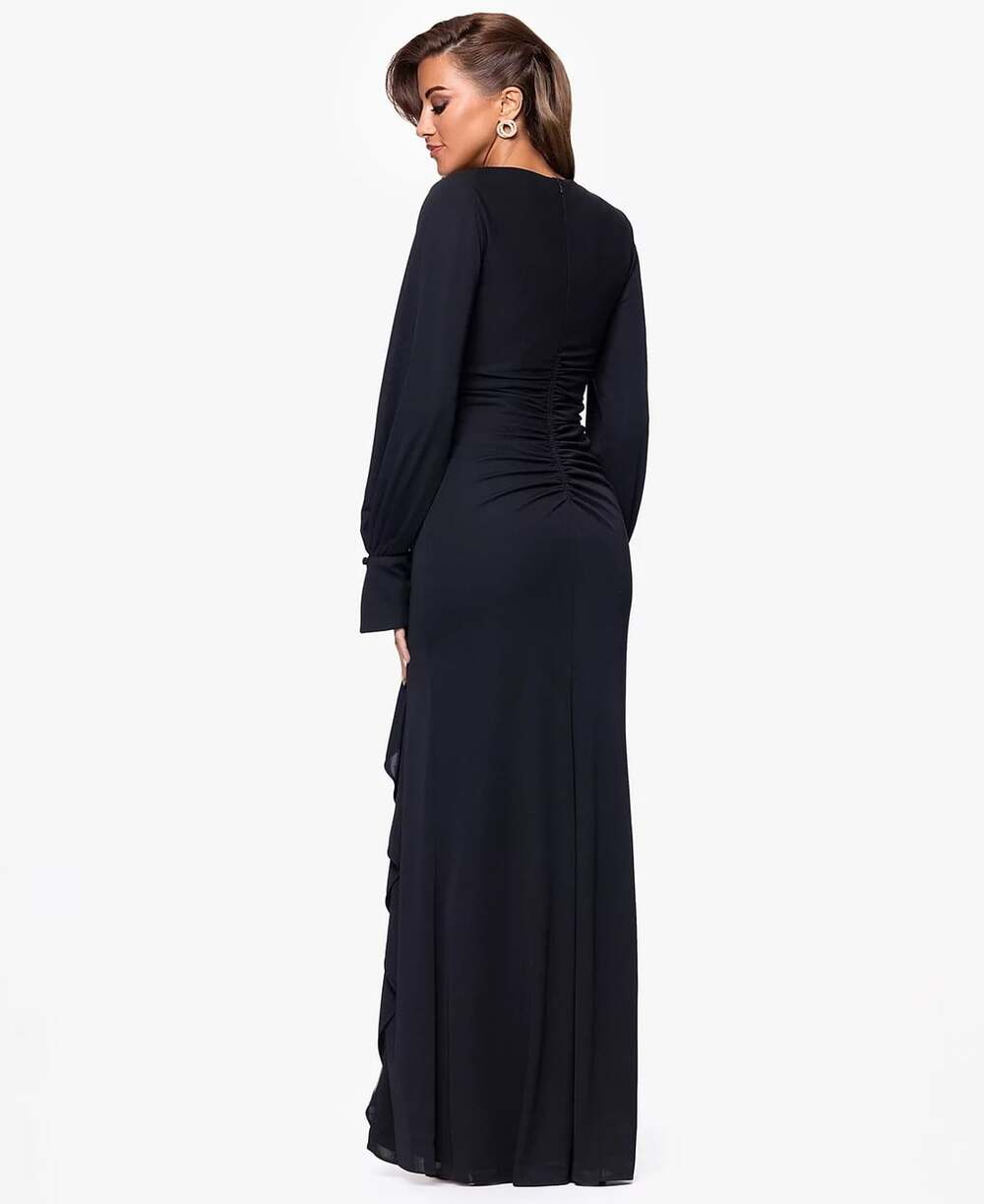 NEW XSCAPE Women's 10 Long Sleeve Side Slit Jersey Dress • Reg Price $219 - Picture 5 of 5